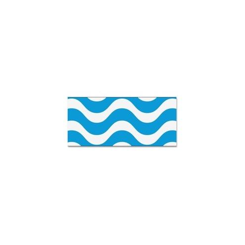 Trend Wavy Blue Bolder Borders - (Wave) Shape - Precut, Durable, Reusable - 2.75" Height x 429" Width - Blue, White - 1 Pack