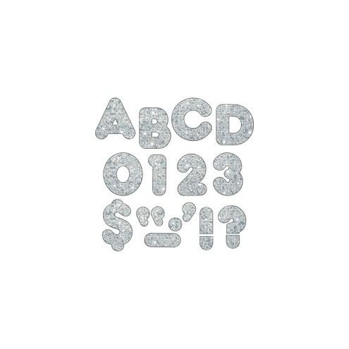 Trend 4" Sparkle Uppercase Ready Letters Set - 50, 10, 10 (Capital Letter, Number, Punctuation Marks) Shape - Pin-up - Casual Style - 4" Height x 9" Length - Silver - Paper - 1 Pack