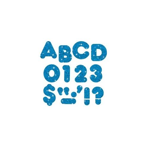 Trend 4" Sparkle Uppercase Ready Letters Set - 50, 10, 10 (Capital Letter, Number, Punctuation Marks) Shape - Pin-up - Casual Style - 4" Height x 9" Length - Blue - Paper - 1 Pack