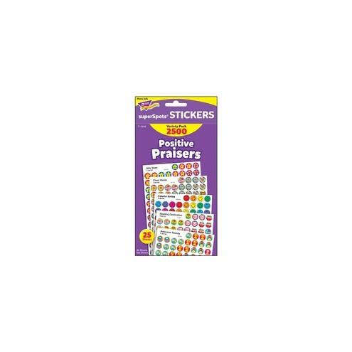 Trend superSpots Positive Praisers Stickers - 2500 (Circle) Shape - Self-adhesive - Assorted - 1 / Pack