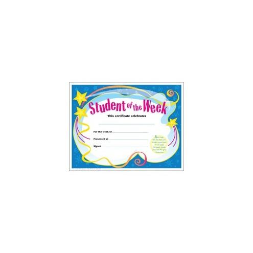 Trend Student of The Week Award Certificate - "Student of the Week" - 8.50" x 11" - 30 / Pack