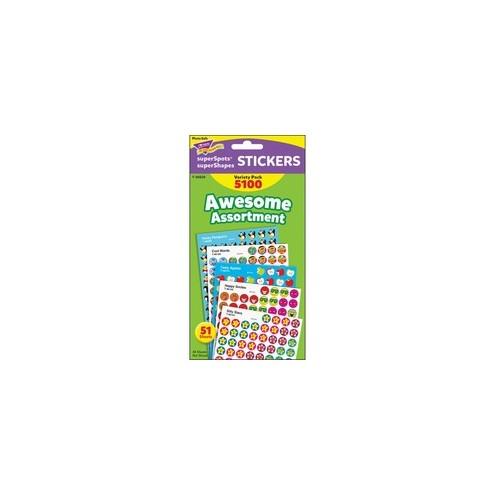 Trend Awesome Assortment Stickers - (Varied) Shape - Self-adhesive - Assorted - Paper - 5100 / Pack