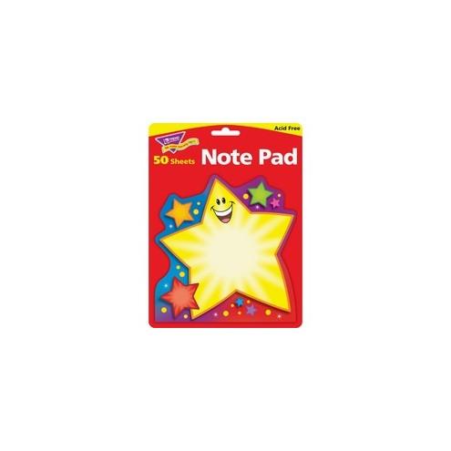 Trend Super Star Shaped Note Pad - 50 Sheets - 5" x 5" - Multicolor Paper - Acid-free - 1Pad
