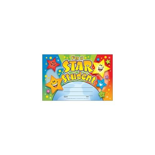 Trend I'm a Star Student Recognition Awards - 8.50" x 5.50" - Multicolor - 1 / Pack