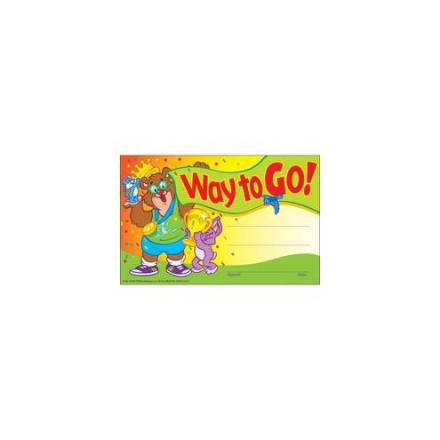 Trend Way to Go Colorful Recognition Awards - 8.50" x 5.50" - Multicolor - 1 Pack