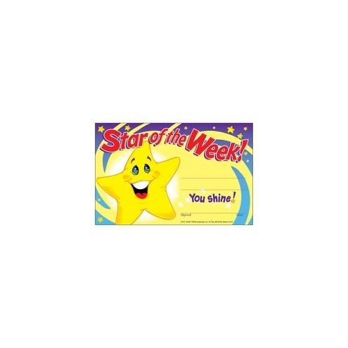 Trend Cheerful Recognition Awards - "Star of the Week" - 8.50" x 5.50" - 30 / Pack