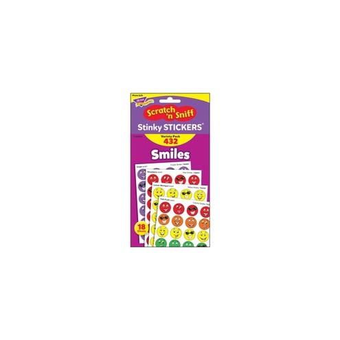 Trend Smiles Stinky Stickers Variety Pack - 432 (Smilies) Shape - Scented, Acid-free, Non-toxic, Photo-safe - Red, Yellow, Purple, Orange, Green, Blue - 432 / Pack