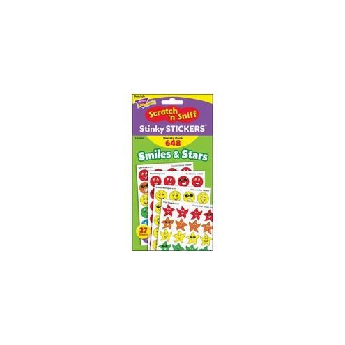 Trend Stinky Stickers Jumbo Variety Pack - (Smiles & Stars) Shape - Self-adhesive - Acid-free, Non-toxic, Photo-safe, Scented - Assorted - Paper - 648 / Pack