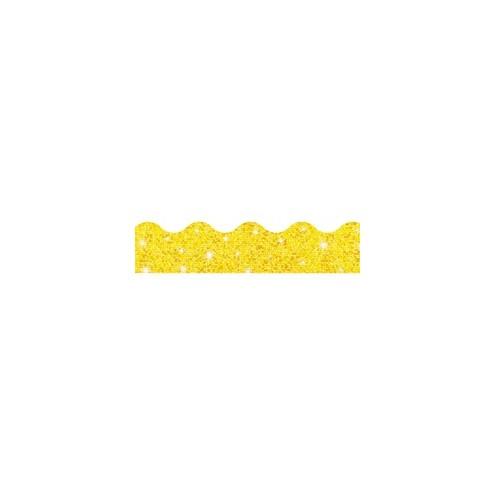 Trend Sparkle Board Trimmers - (Rectangle Topped With Waves) Shape - Pin-up - Reusable, Precut - 0.10" Height x 2.25" Width x 390" Length - Yellow - Paper - 1 Pack