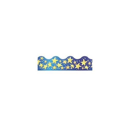 Trend Star Bright Board Trimmers - (Rectangle with Scalloped Trim) Shape - Pin-up - 2.25" Width x 468" Length - Blue, Yellow - Paper - 1 Pack