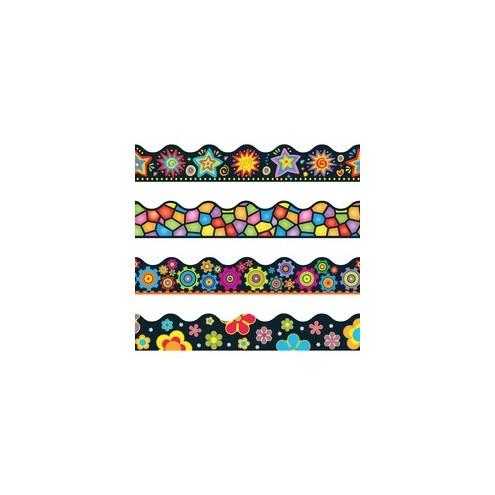 Trend Bulletin Board Trimmer Variety Pack - (Brights on Black) Shape - Reusable, Durable, Precut - 2.25" Width x 1872" Length - Assorted - 12 / Set