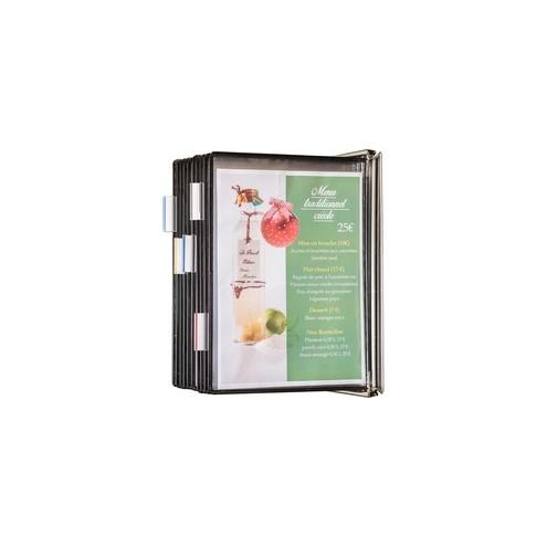 Tarifold Permastat Document Wall Display - 10 Pockets - Support A4 8.27" x 11.69" Media - Pivot - Assorted - Stainless Steel Pocket - 1 Each