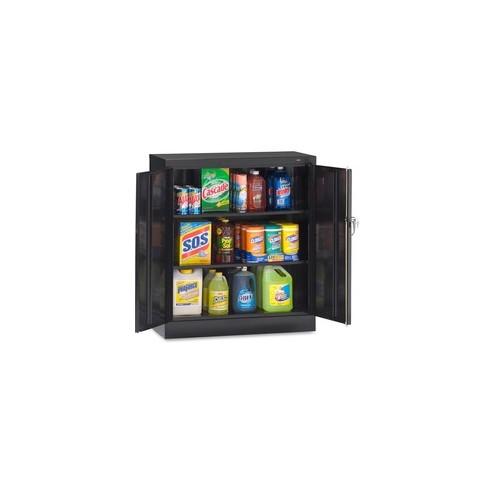 Tennsco Counter-High Storage Cabinet - 36" x 18" x 42" - 2 x Door(s) - Locking Mechanism, Welded, Reinforced, Heavy Duty, Hinged Door, Adjustable Shelf - Black - Recycled