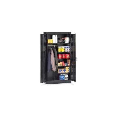 Tennsco Combination Wardrobe/Storage Cabinet - 36" x 18" x 72" - 2 x Door(s) - Locking Mechanism, Welded, Heavy Duty, Reinforced - Black - Recycled