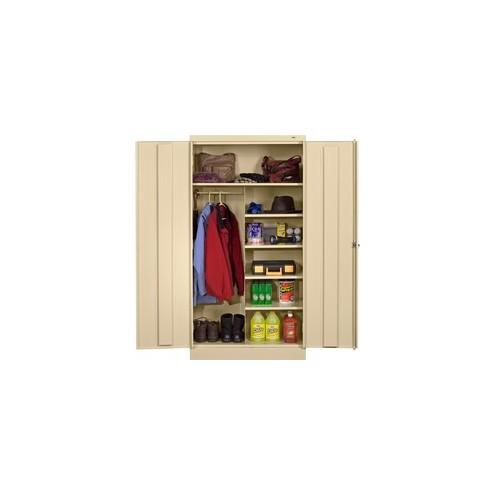 Tennsco Combination Wardrobe/Storage Cabinet - 36" x 18" x 72" - 2 x Door(s) - Locking Mechanism, Welded, Heavy Duty, Reinforced - Putty - Recycled