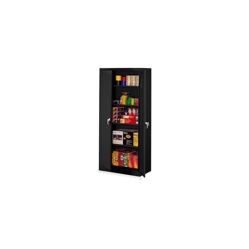 Tennsco Full-Height Deluxe Storage Cabinet - 36" x 24" x 78" - 2 x Door(s) - Security Lock, Leveling Glide - Black - Powder Coated - Steel - Recycled