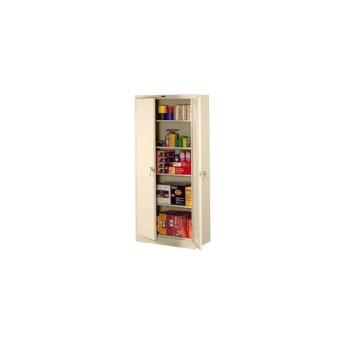 Tennsco Full-Height Deluxe Storage Cabinet - 36" x 24" x 78" - 2 x Door(s) - Security Lock, Leveling Glide - Putty - Powder Coated - Metal - Recycled