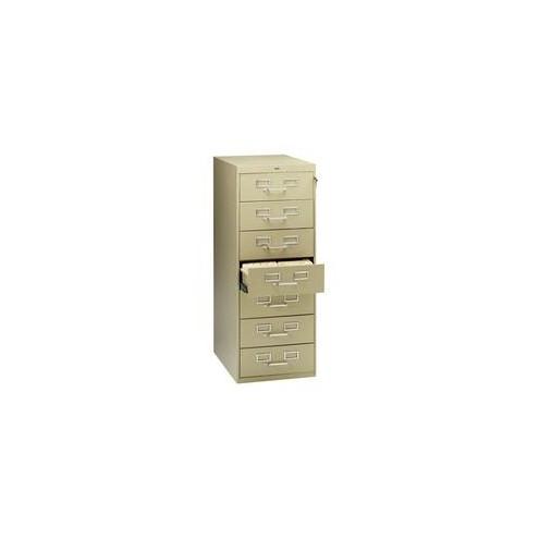 Tennsco Card Files & Media Storage Cabinet - 7-Drawer - 19" x 28" x 52.4" - 7 x Drawer(s) - Security Lock, Heavy Duty, Ball-bearing Suspension - Sand - Metal - Recycled