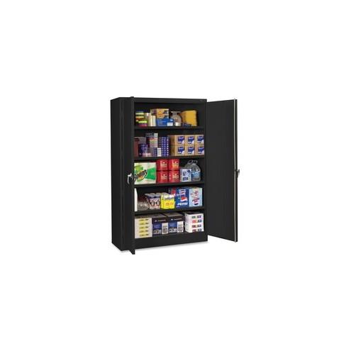 Tennsco Jumbo Storage Cabinet - 48" x 24" x 78" - 5 x Shelf(ves) - 2 x Door(s) - 2000 lb Load Capacity - Leveling Glide, Recessed Handle, Security Lock - Black - Steel - Recycled