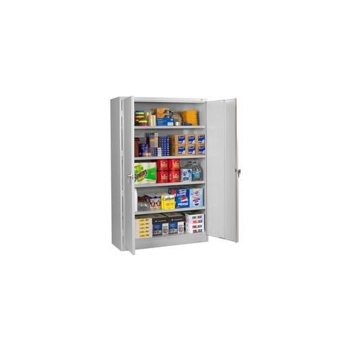 Tennsco Jumbo Storage Cabinet - 48" x 24" x 78" - 5 x Shelf(ves) - 2 x Door(s) - 2000 lb Load Capacity - Leveling Glide, Security Lock, Recessed Handle - Light Gray - Steel - Recycled
