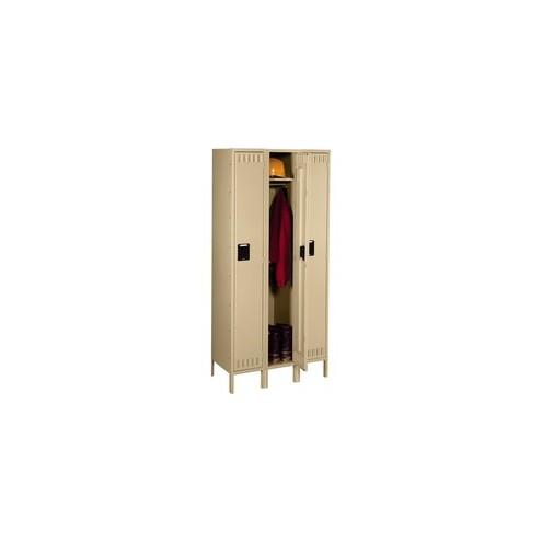 Tennsco Single Tier Three Wide Lockers with Legs - 1 Shelve(s) - Key Lock - Internal Size 18" x 12" x 72" - Overall Size 36" x 18" x 78" - Sand - Metal, Steel