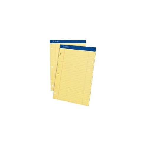 Ampad Perforated Ruled Pads - 50 Sheets - Stapled - 0.34" Ruled - 8 1/2" x 11 3/4" - Dark Blue Binder - Sturdy Back, Chipboard Backing, Perforated, Tear Resistant - 12 / Dozen