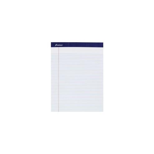 Ampad Legal Ruled Writing Pad - Legal Ruled - 1" x 8.5"11.8" - Smooth Surface, Perforated, Sturdy Back - 4 / Pack