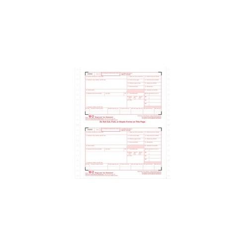 TOPS Carbonless Standard W-2 Tax Forms - 4 Part - 5 1/2" x 8 1/2" Sheet Size - White Sheet(s) - 24 / Pack
