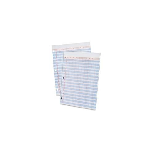 Ampad Heavyweight 3-Hole Punched Data Pads - 50 Sheet(s) - 20 lb - 8 1/2" x 11" Sheet Size - 3 x Holes - 9 Columns per Sheet - White Sheet(s) - 50 / Pad