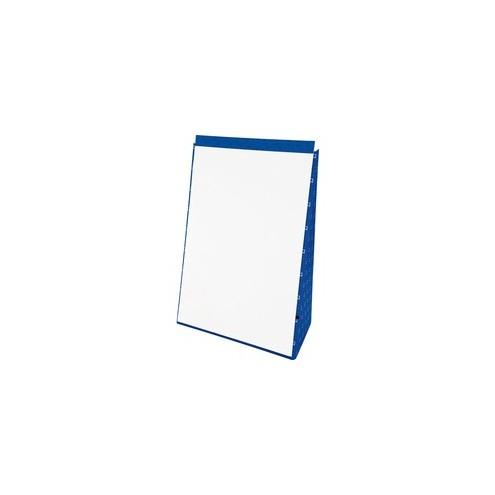 TOPS Evidence Recycled Table Top Flip Chart - 20 Sheets - Plain - 15 lb Basis Weight - 20" x 28" - White Paper - Blue Cover - Chipboard Backing, Foldable, Pinhole Perforated - Recycled - 1Each
