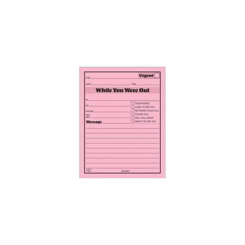TOPS While You Were Out Message Pads - 50 Sheet(s) - Gummed - 5 1/2" x 4 1/4" Sheet Size - Pink - Pink Sheet(s) - Black Print Color - 12 / Dozen
