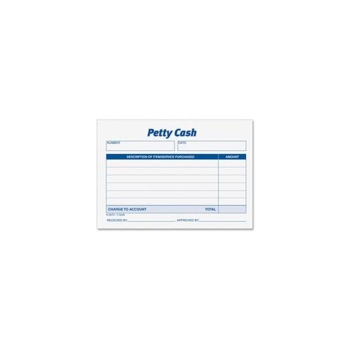 TOPS Received of Petty Cash Forms - 50 Sheet(s) - 5" x 3 1/2" Sheet Size - White - White Sheet(s) - 12 / Pack