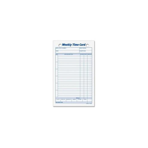 TOPS Weekly Handwritten Time Cards - Ring Binder - 4 1/4" x 6 3/4" Sheet Size - 2 x Holes - Yellow - 100 / Pack