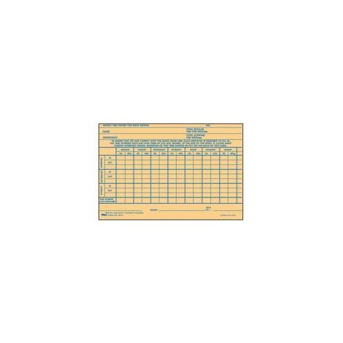 TOPS Handwritten Weekly/Overtime Time Cards - 6" x 4" Sheet Size - Buff Sheet(s) - 100 / Pack