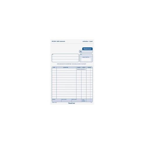 TOPS Carbonless 2-part Statement Sets - 2 PartCarbonless Copy - 8.50" x 5.50" Form Size - Canary - White Sheet(s) - 50 / Pack