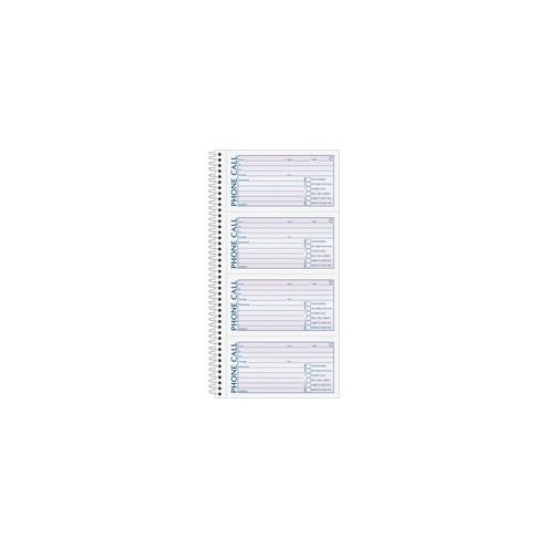 TOPS Carbonless Phone Message Book - Double Sided Sheet - Spiral Bound - 2 PartCarbonless Copy - 5 1/2" x 11" Sheet Size - White - Assorted Sheet(s) - Blue, Red Print Color - 1 / Each
