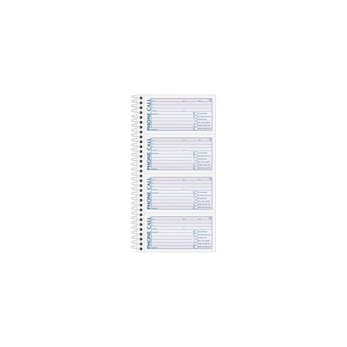 TOPS Spiral Carbonless While You Were Out Book - Spiral Bound - 2 PartCarbonless Copy - 5 1/2" x 11" Sheet Size - White - Assorted Sheet(s) - Blue, Red Print Color - 1 Each