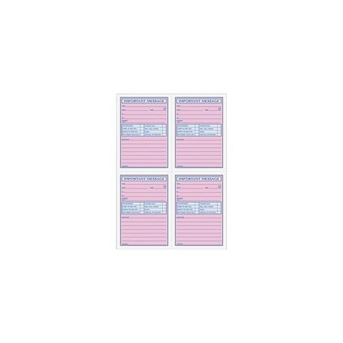TOPS 4CPP Important Phone Message Book - 400 Sheet(s) - Spiral Bound - 2 PartCarbonless Copy - 8 1/4" x 11" Sheet Size - White - Assorted Sheet(s) - Blue, Red Print Color - 1 Each