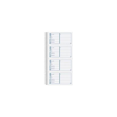 TOPS Duplicate Petty Cash Book - Wire Bound - 2 PartCarbonless Copy - 2.75" x 5" Form Size - 5 1/2" x 11" Sheet Size - White, Yellow - Blue, Red Print Color - 1 / Each