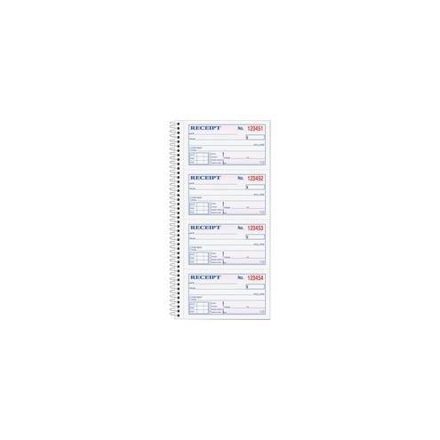 TOPS Carbonless 2-part Money Receipt Book - 200 Sheet(s) - Wire Bound - 2 PartCarbonless Copy - 5 1/2" x 11" Sheet Size - Canary, White - Blue, Red Print Color - 1 / Each