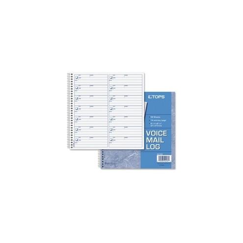 TOPS Voice Message Log Book - 50 Sheet(s) - 24 lb - Spiral Bound - 8 1/2" x 8 1/4" Sheet Size - White - Blue Print Color - 1 Each