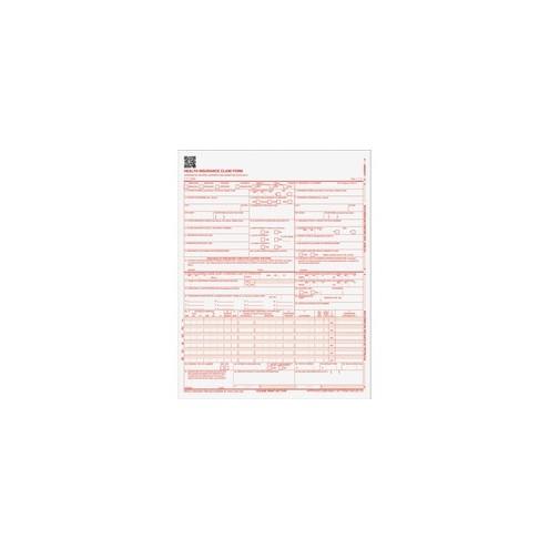 TOPS CMS-1500 Laser Printer Forms - 20 lb - 1 Part - 8.50" x 11" Form Size - White - Red Print Color - Paper - 500 / Pack