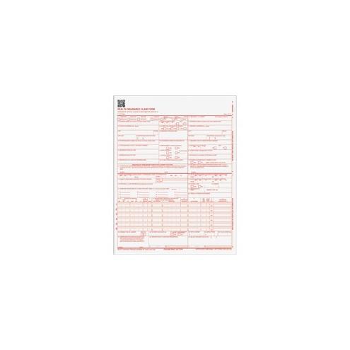 TOPS Laser 1-part CMS-1500 Health Insur. Clm Forms - 20 lb - 11" x 8 1/2" Sheet Size - White Sheet(s) - Red Print Color - 250 / Pack