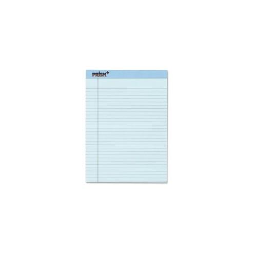 TOPS Prism Plus Colored Paper Pads - 50 Sheets - 0.34" Ruled - 16 lb Basis Weight - 8 1/2" x 11 3/4" - Blue Paper - Perforated, Rigid, Easy Tear - 12 / Pack