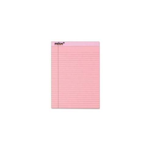 TOPS Prism Plus Colored Paper Pads - 50 Sheets - 0.34" Ruled - 16 lb Basis Weight - 8 1/2" x 11 3/4" - Pink Paper - Hard Cover, Perforated, Rigid, Easy Tear - 12 / Pack