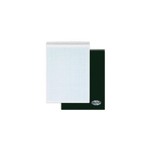 TOPS Docket Top Wire Quadrille Pad - 70 Sheets - Wire Bound - 8 1/2" x 11 3/4" - White Paper - Chipboard Cover - Perforated, Hard Cover - 1Each