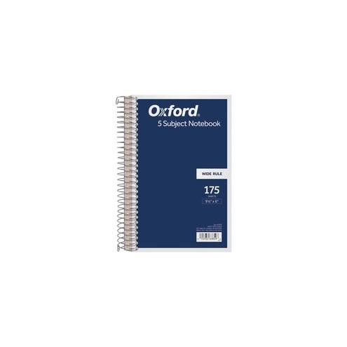 TOPS 5 Subject Wirebound Notebook - 175 Sheets - Coilock - 15 lb Basis Weight - 6" x 9 1/2" - White Paper - Navy Cover - Acid-free, Unpunched, Divider - 1Each