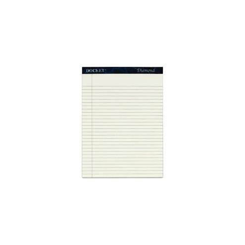 TOPS Docket Diamond Notepads - 50 Sheets - Watermark - 0.34" Ruled - 24 lb Basis Weight - 8 1/2" x 11 3/4" - Ivory Paper - Chipboard Cover - Perforated, Hard Cover - 2 / Box