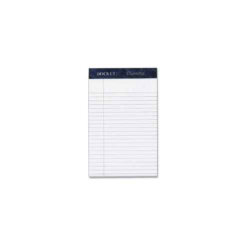 TOPS Docket Diamond Writing Tablet - Jr.Legal - 50 Sheets - Double Stitched - 24 lb Basis Weight - 5" x 8" - 8" x 5" - White Paper - Perforated, Rigid, Acid-free - 1Box