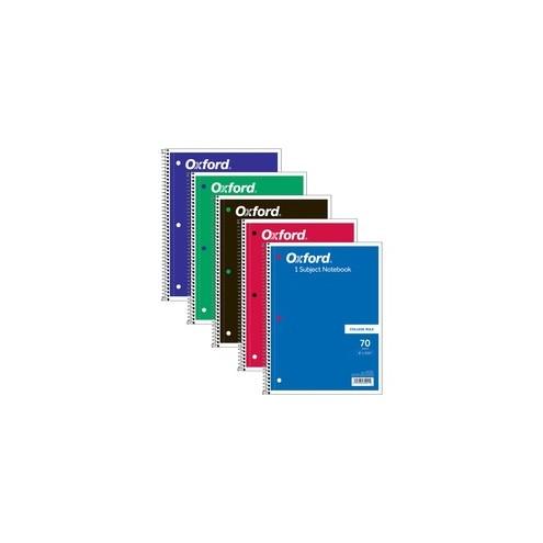 TOPS One-subject Wirebound Notebook - 70 Sheets - Wire Bound - 10 1/2" x 8" - 0.3" x 8"10.5" - Assorted Paper - Red, Black, Blue, Green, Purple Cover - Card Stock Cover - Perforated - 1Each
